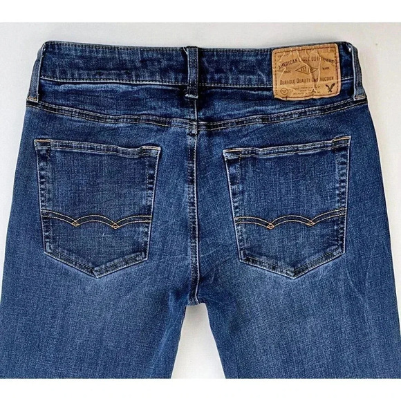 American Eagle Outfitters Size 29X32 Men's Slim Straight Flex/4 360 Blue Jeans - Picture 6 of 12